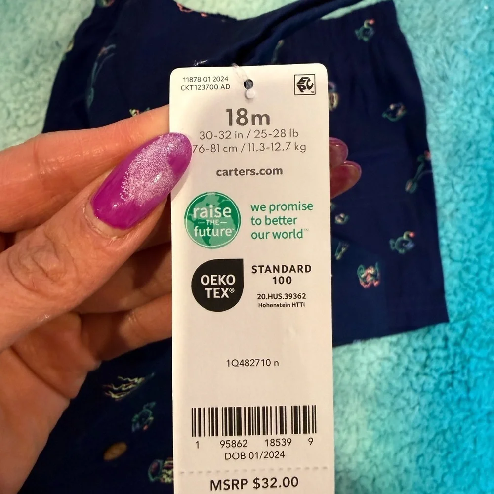 🔥NWT Carter's Navy Blue Kids Pajama Set Size 18 months🔥
